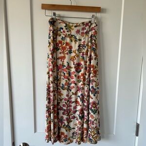 Sezane Jade Midi Skirt in Villa Multicolor Floral Print US 2/FR 34